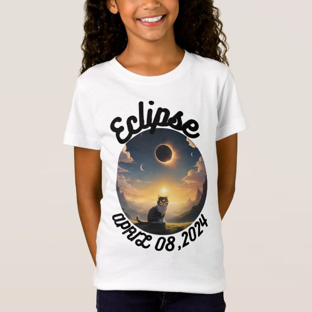 Solar Eclipse,2024 Cat Wearing Solar Eclips Glasse T-Shirt (Front)