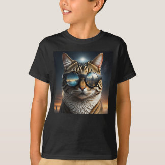 Solar Eclipse,2024 Cat Wearing Solar Eclips Glasse T-Shirt
