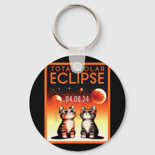Solar Eclipse 2024 Cats Total Solar Eclipse 4.08.2 Keychain