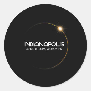 Solar Eclipse 2024 City Classic Round Sticker