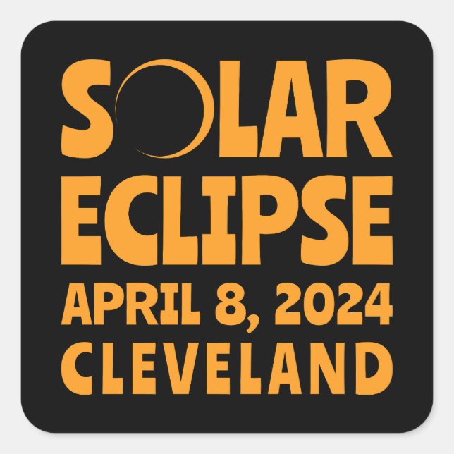 Solar Eclipse 2024 Cleveland Ohio Square Sticker (Front)