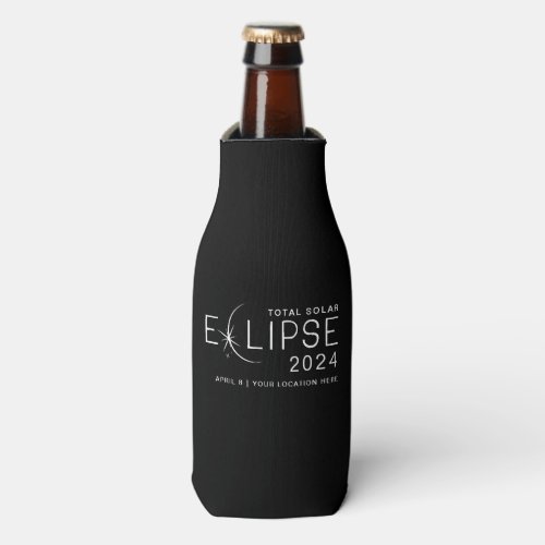 Solar Eclipse 2024 Custom Location Commemorative Bottle Cooler
