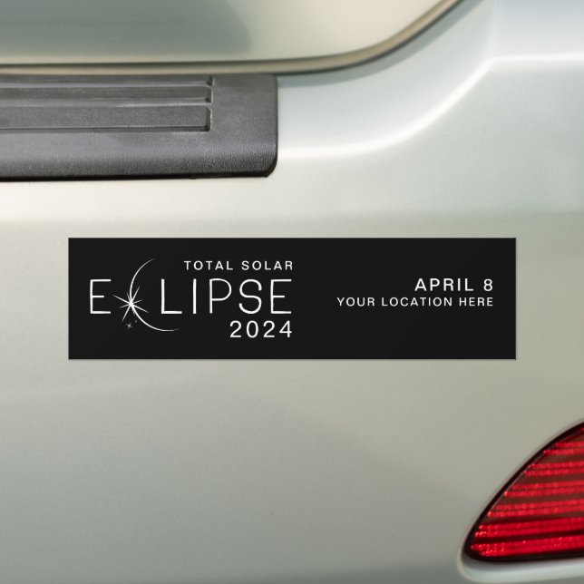 Solar Eclipse 2024 Custom Location Commemorative Bumper Sticker (On Car)