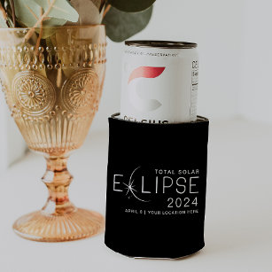 Solar Eclipse 2024 Custom Location Commemorative Can Cooler