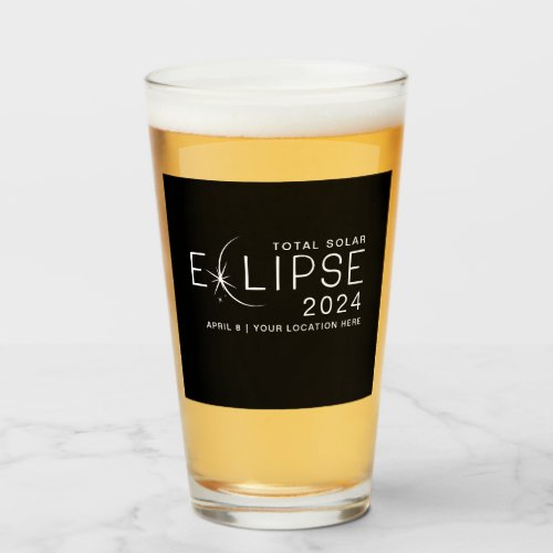 Solar Eclipse 2024 Custom Location Commemorative Glass