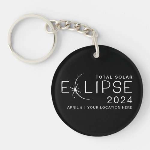 Solar Eclipse 2024 Custom Location Commemorative Keychain