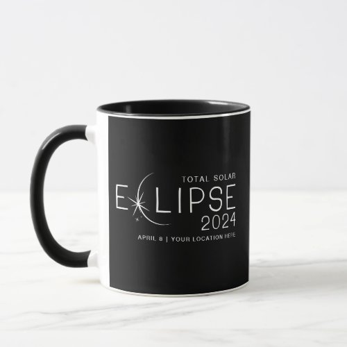 Solar Eclipse 2024 Custom Location Commemorative Mug