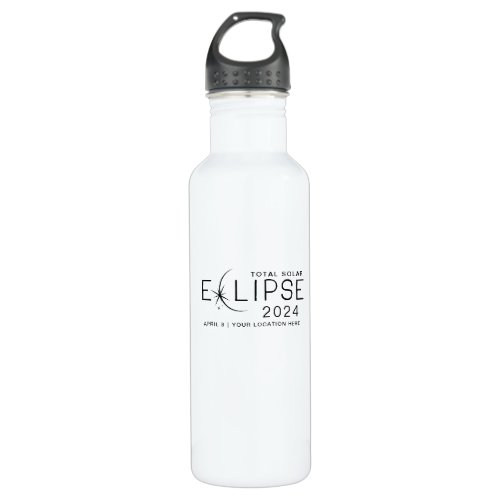 Solar Eclipse 2024 Custom Location Commemorative Stainless Steel Water Bottle