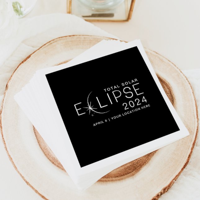 Solar Eclipse 2024 Custom Location Eclipse Party Napkins (Creator Uploaded)