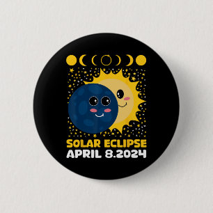 Solar Eclipse 2024 Cute Kids Toddler Boy Total Ecl Button