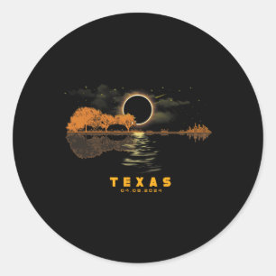 Solar Eclipse 2024 Guitar 04.08.24 Totality Texas  Classic Round Sticker