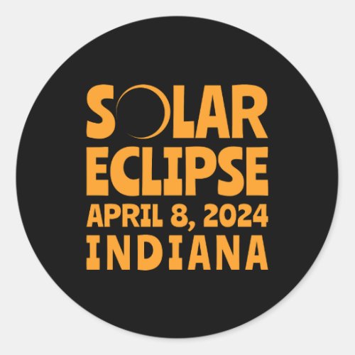 Solar Eclipse 2024 Indiana Classic Round Sticker