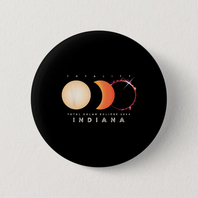 Solar Eclipse 2024 Indiana Total Eclipse Astronomy Button (Front)