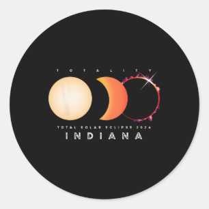 Solar Eclipse 2024 Indiana Total Eclipse Astronomy Classic Round Sticker