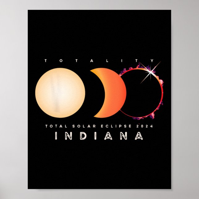 Solar Eclipse 2024 Indiana Total Eclipse Astronomy Poster (Front)