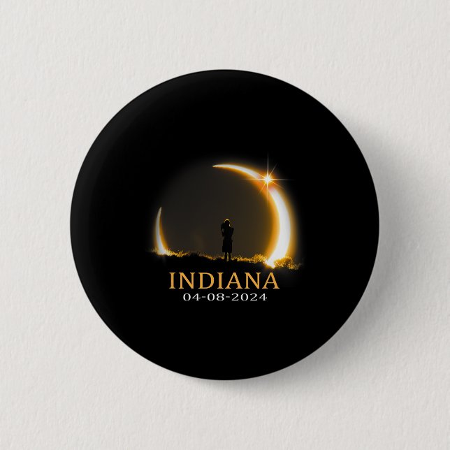 Solar Eclipse 2024 Indiana Total Solar Eclipse  Button (Front)