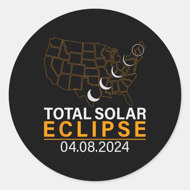 Solar Eclipse 2024 Map Eclipse April 8 2024 Eclips Classic Round Sticker (Front)