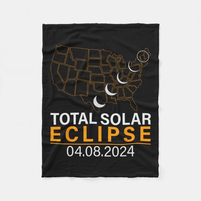 Solar Eclipse 2024 Map Eclipse April 8 2024 Eclips Fleece Blanket (Front)