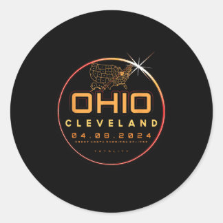 Solar Eclipse 2024 Ohio Cleveland Total Eclipse To Classic Round Sticker