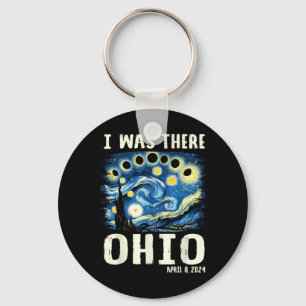 Solar Eclipse 2024 Ohio - Starry Night Painting Keychain