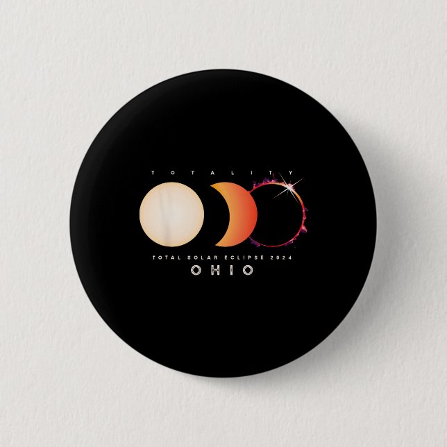 Solar Eclipse 2024 Ohio Total Eclipse America Grap Button (Front)