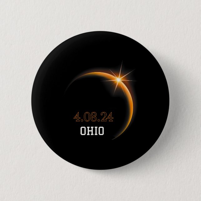 Solar Eclipse 2024 Ohio Totality Spring 4.08.24  Button (Front)