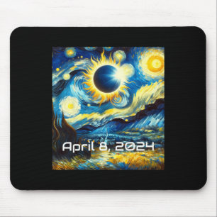 Solar Eclipse 2024 Starry Night Painting Van Gogh  Mouse Pad