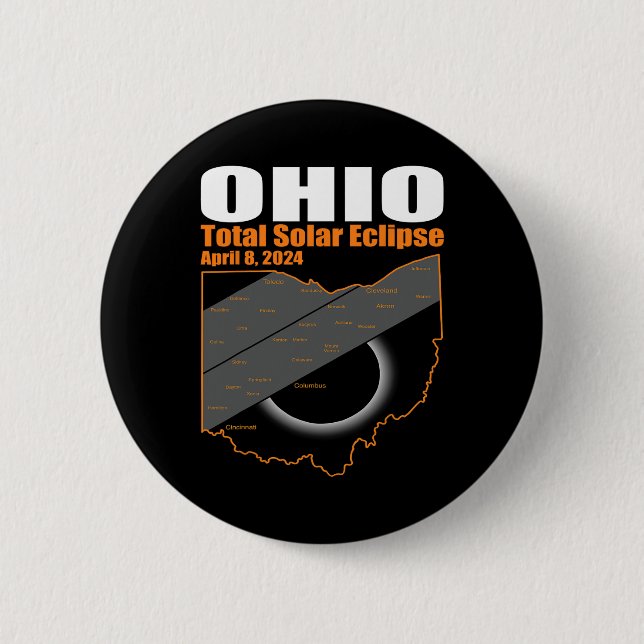 Solar Eclipse 2024 State Ohio Map Total Solar Ecli Button (Front)