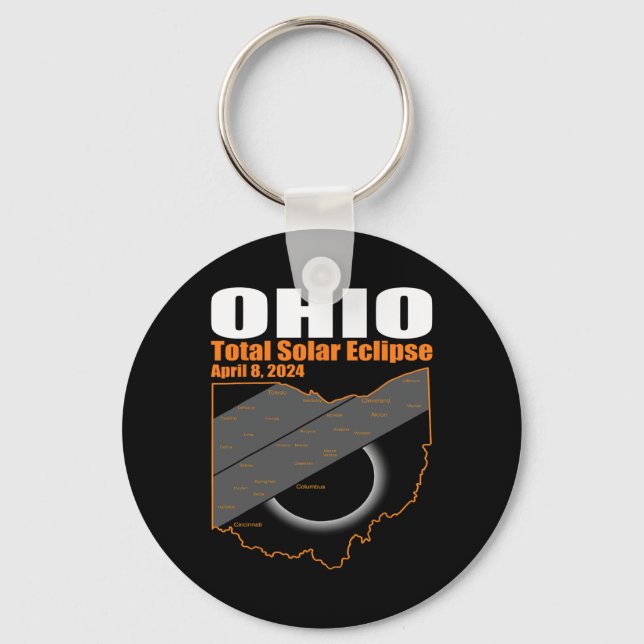 Solar Eclipse 2024 State Ohio Map Total Solar Ecli Keychain (Front)