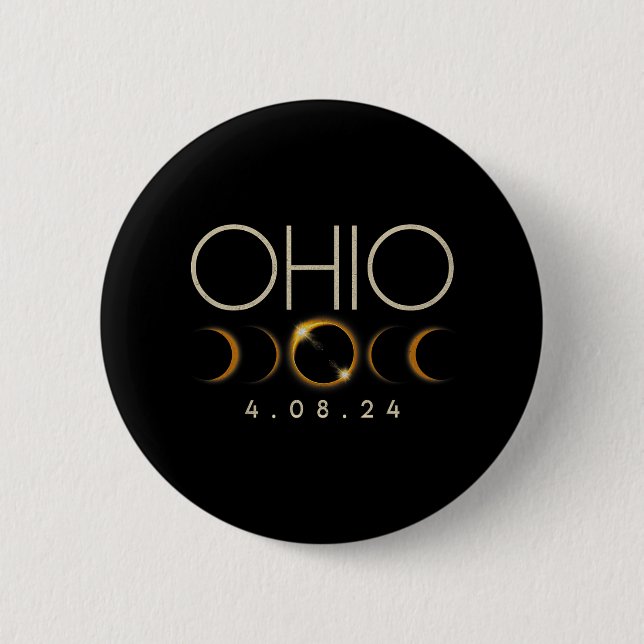 Solar Eclipse 2024 State Ohio Total Solar Eclipse  Button (Front)