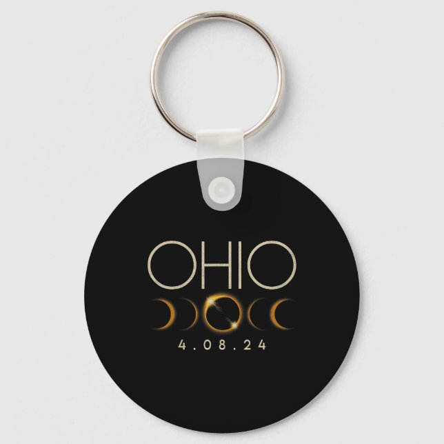 Solar Eclipse 2024 State Ohio Total Solar Eclipse  Keychain (Front)