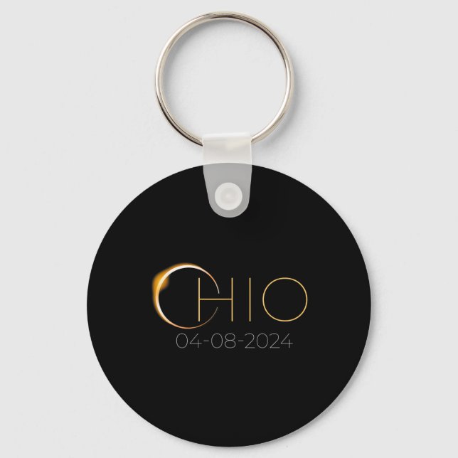Solar Eclipse 2024 State Ohio Total Solar Eclipse  Keychain (Front)