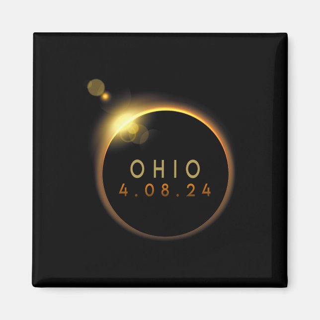 Solar Eclipse 2024 State Ohio Total Solar Eclipse  Magnet (Front)