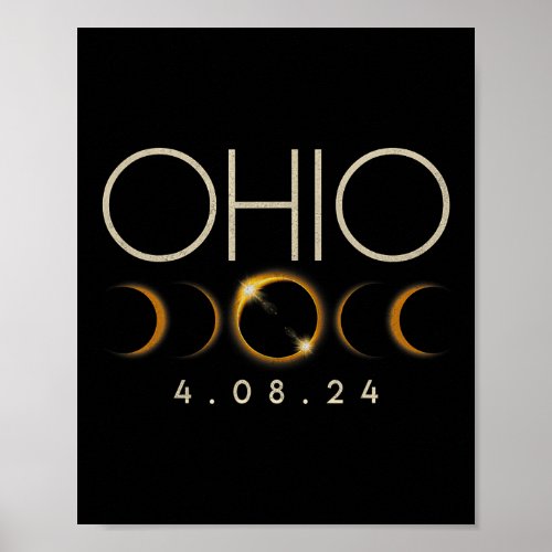 Solar Eclipse 2024 State Ohio Total Solar Eclipse  Poster