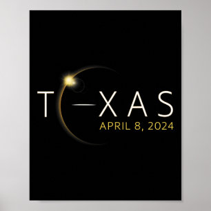 Solar Eclipse 2024 State Texas Total Solar Eclipse Poster