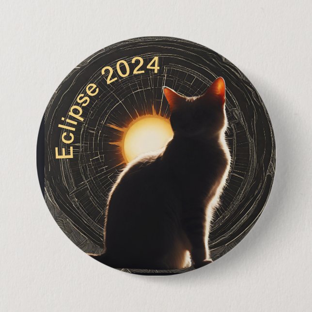 Solar Eclipse 2024 sun cat Button (Front)