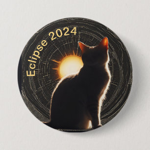Solar Eclipse 2024 sun cat Button