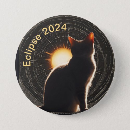 Solar Eclipse 2024 sun cat Button