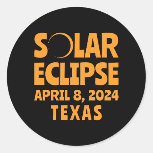 Solar Eclipse 2024 Texas Classic Round Sticker