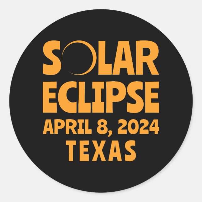 Solar Eclipse 2024 Texas Classic Round Sticker (Front)