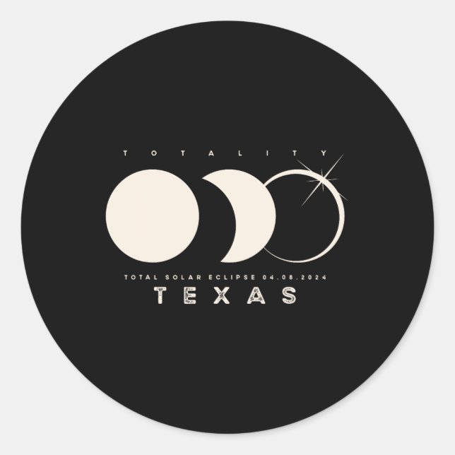 Solar Eclipse 2024 Texas Total Eclipse Astronomy G Classic Round Sticker (Front)