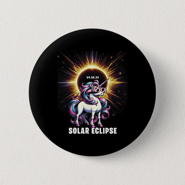 Solar Eclipse 2024 Total Eclipse April 8th 24 Unic Button (Front)
