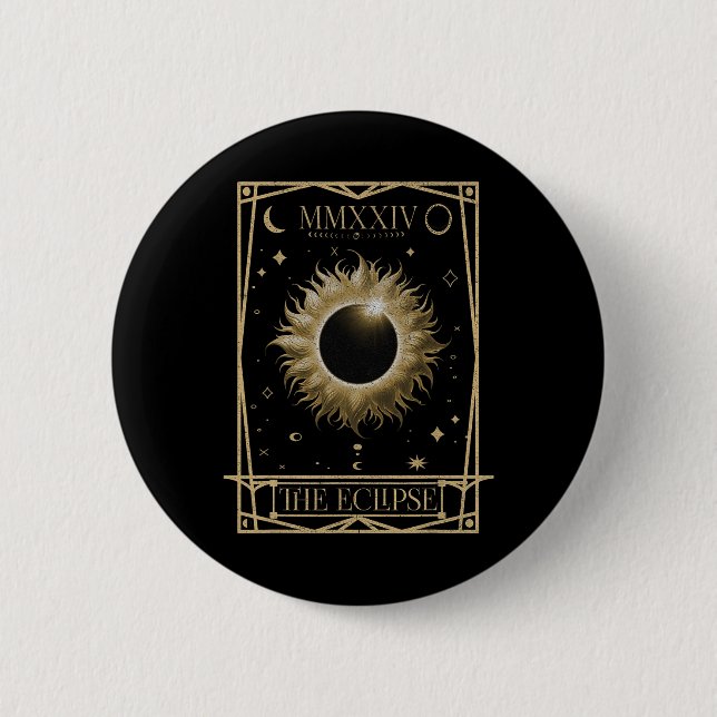 Solar Eclipse 2024 Total Eclipse Astronomy Tarot C Button (Front)