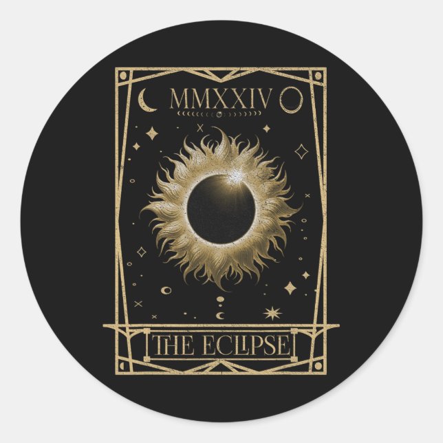 Solar Eclipse 2024 Total Eclipse Astronomy Tarot C Classic Round Sticker (Front)