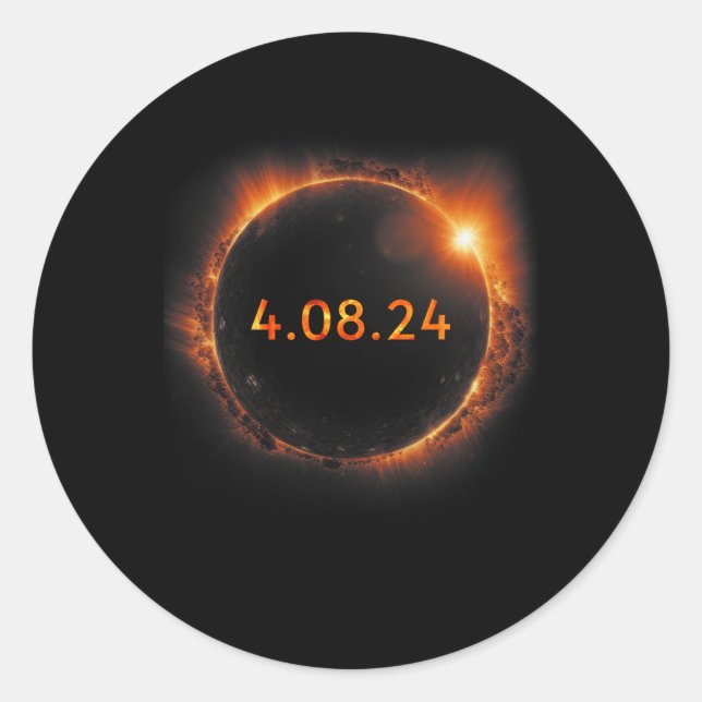 Solar Eclipse 2024 Total Solar Eclipse 4.08.24 11  Classic Round Sticker (Front)