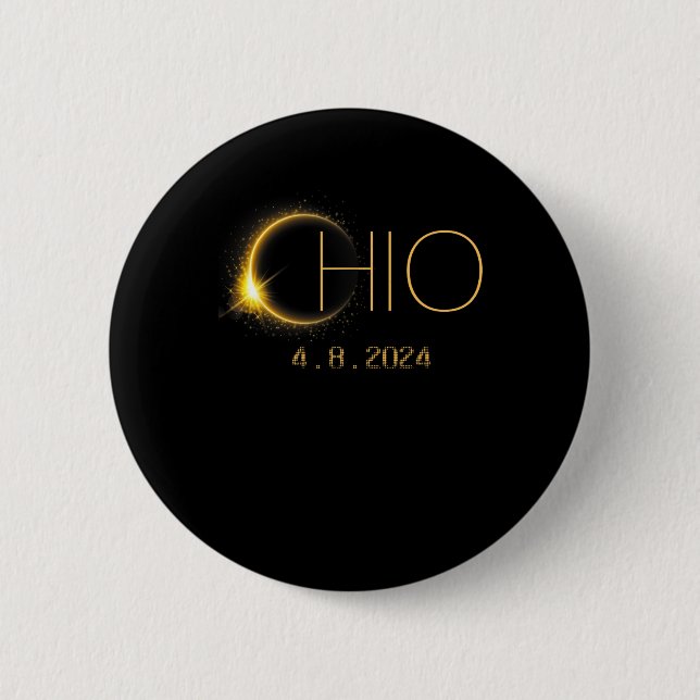 Solar Eclipse 2024 Total Solar Eclipse State Ohio  Button (Front)