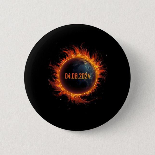 Solar Eclipse 2024 Total Sun Eclipse  Button (Front)