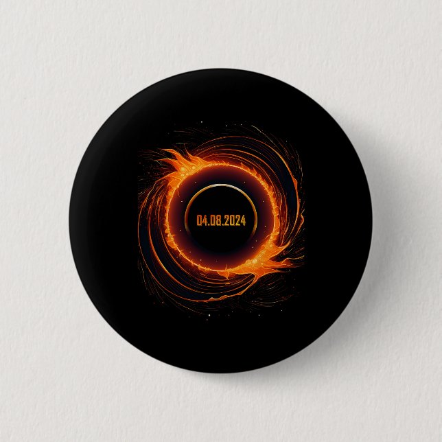 Solar Eclipse 2024 Total Sun Eclipse  Button (Front)