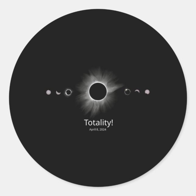 Solar Eclipse 2024 Totality  Classic Round Sticker (Front)
