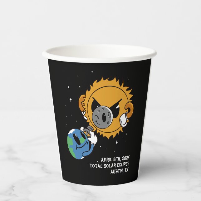 Solar Eclipse 2025 Photobomb Personalized Paper Cups (Front)